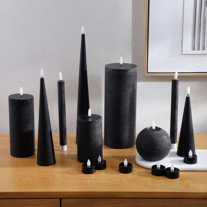 Majestic Led Wax Ball Shape Candle With Rustic Surface - Matt Black Pan Home