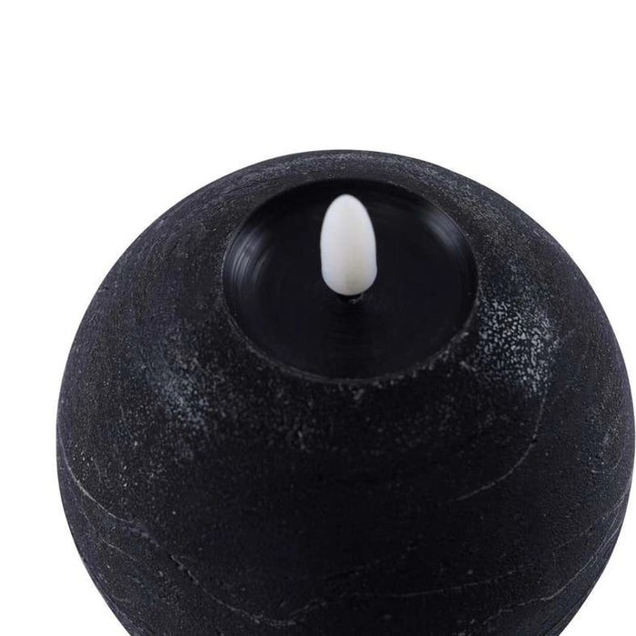 Majestic Led Wax Ball Shape Candle With Rustic Surface - Matt Black Pan Home