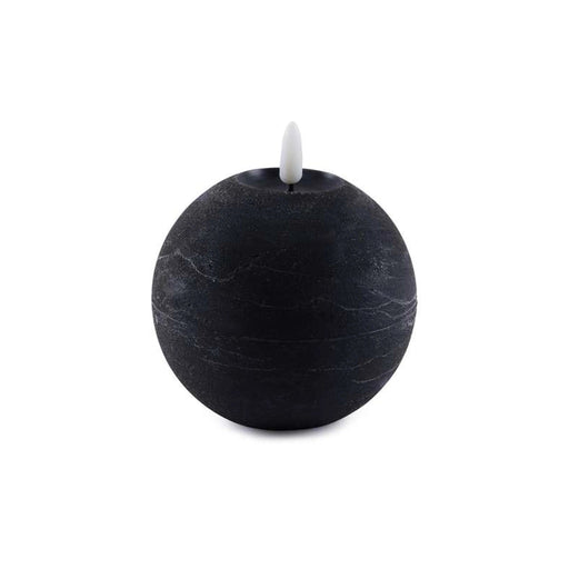 Majestic Led Wax Ball Shape Candle With Rustic Surface - Matt Black Pan Home