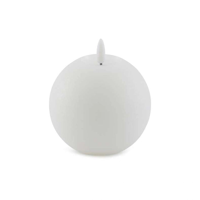 Majestic Led Wax Ball Shape Candle With Rustic Surface - White Pan Home