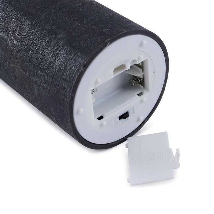 Majestic Led Wax Pillar Candle With Rustic Surface- Matt Black