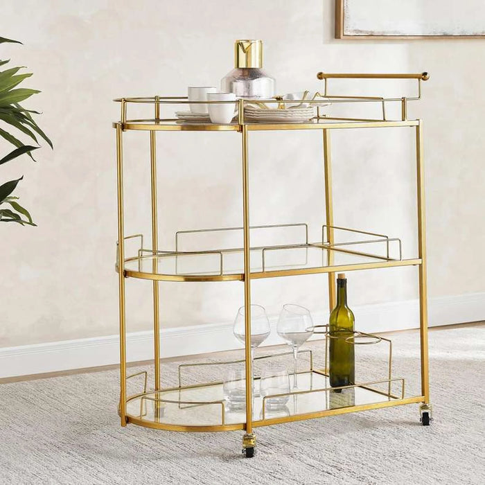 Majesty Serving Trolley 3 Tier Clear Glass  - Gold