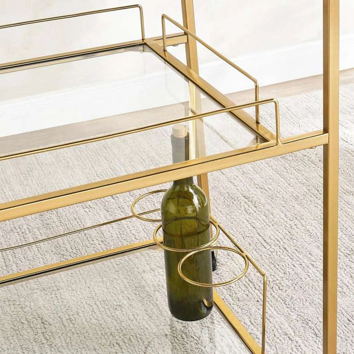 Majesty Serving Trolley 3 Tier Clear Glass  - Gold