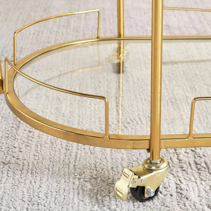 Majesty Serving Trolley 3 Tier Clear Glass  - Gold