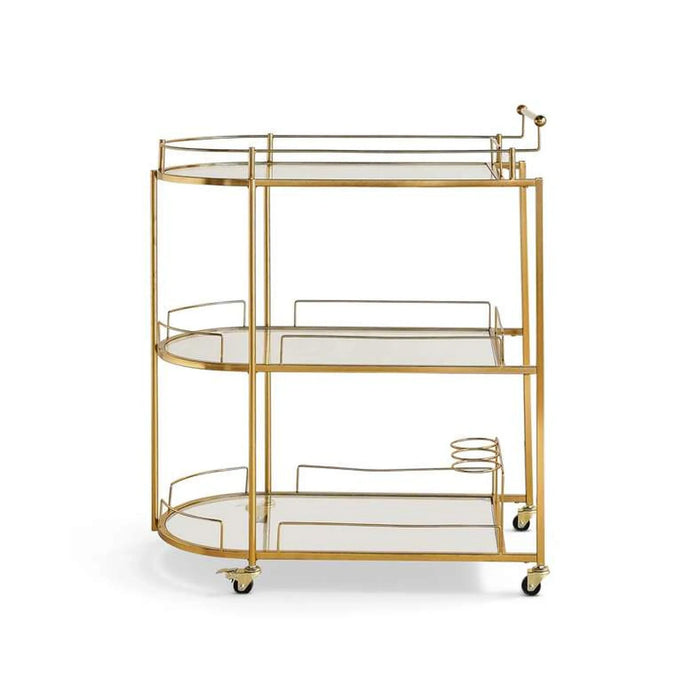 Majesty Serving Trolley 3 Tier Clear Glass  - Gold