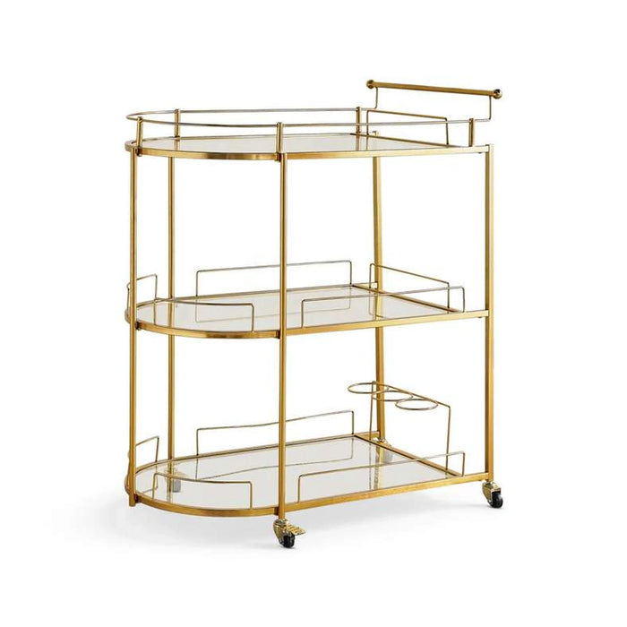 Majesty Serving Trolley 3 Tier Clear Glass  - Gold
