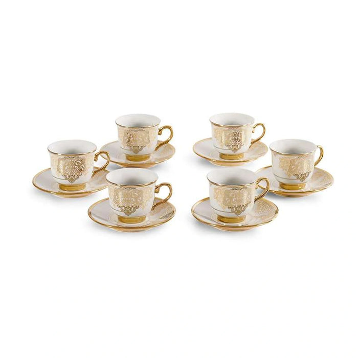 Makena 12-Piece Espresso Cup Saucer Set 90Ml -White Gold