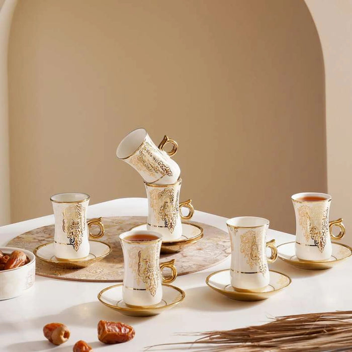 Makena 12-Piece Istikan Cup Saucer Set 120Ml -White Gold
