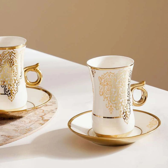 Makena 12-Piece Istikan Cup Saucer Set 120Ml -White Gold