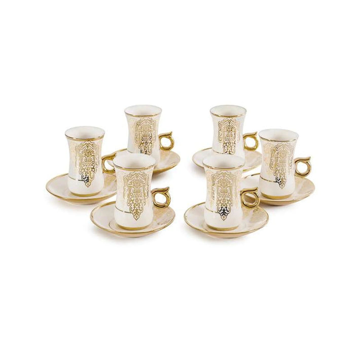 Makena 12-Piece Istikan Cup Saucer Set 120Ml -White Gold