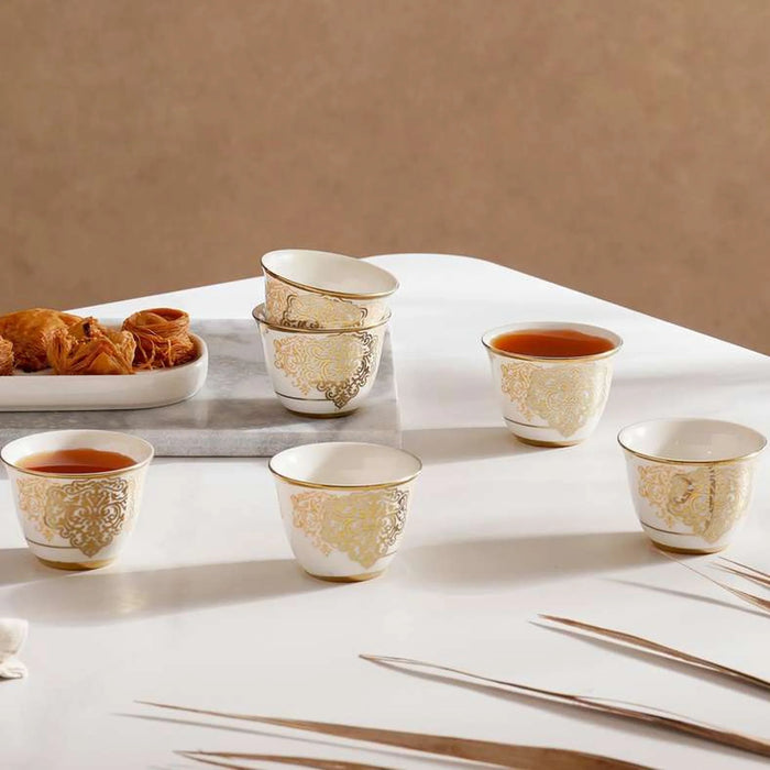 Makena 6-Piece Kahwa Cup 80Ml -White Gold