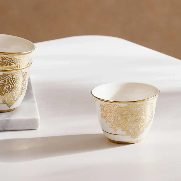 Makena 6-Piece Kahwa Cup 80Ml -White Gold