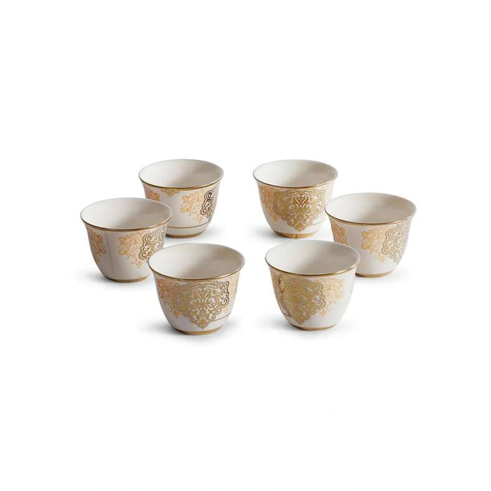 Makena 6-Piece Kahwa Cup 80Ml -White Gold