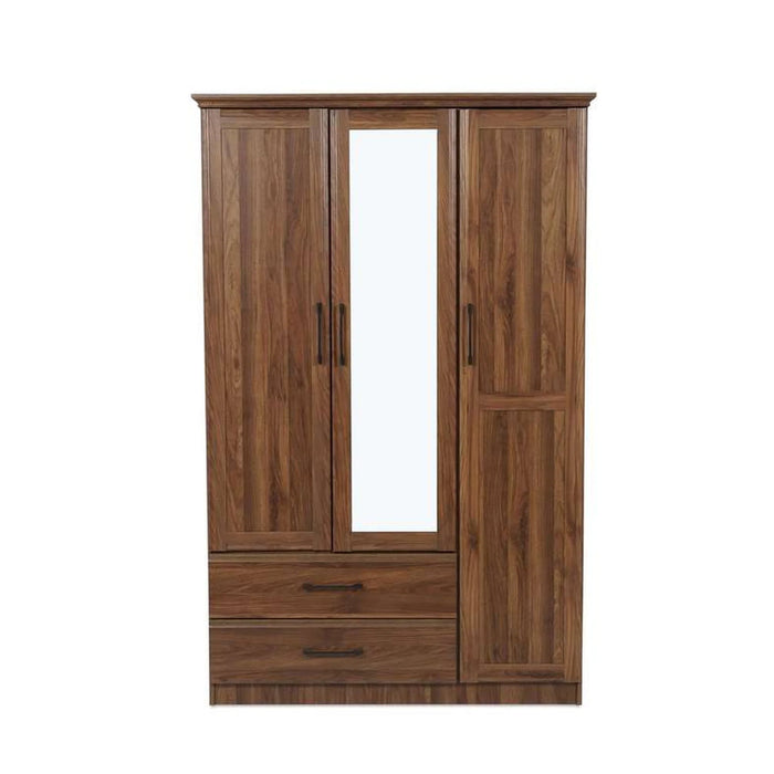 Malathi Kids 3 Door Wardrobe 2 Drawers With Mirror Mdf - Walnut