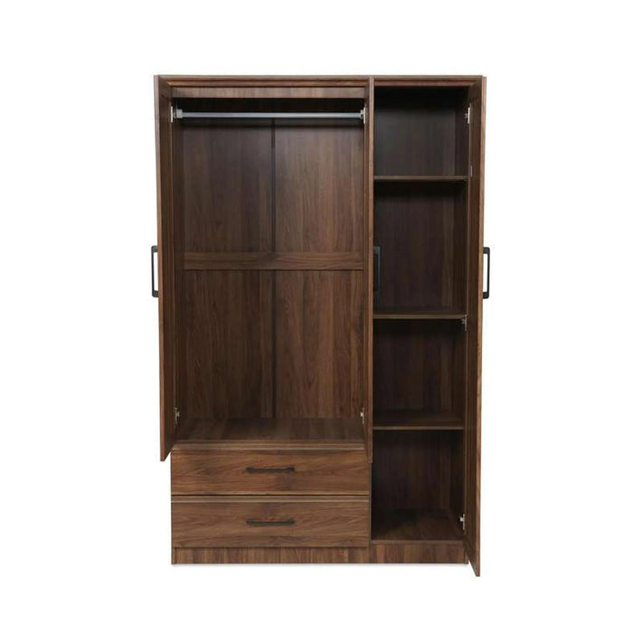 Malathi Kids 3 Door Wardrobe 2 Drawers With Mirror Mdf - Walnut