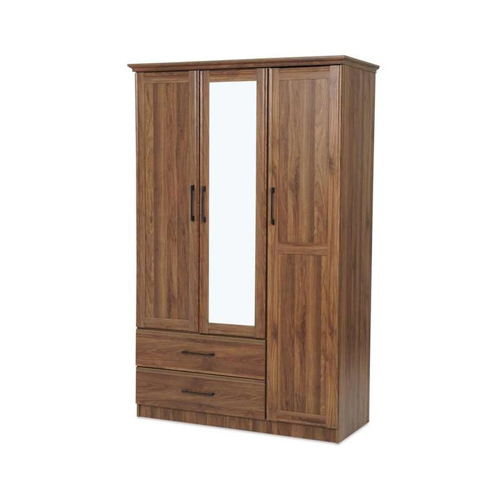 Malathi Kids 3 Door Wardrobe 2 Drawers With Mirror Mdf - Walnut