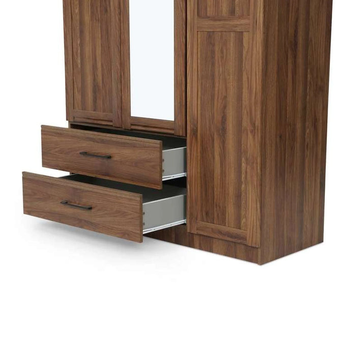 Malathi Kids 3 Door Wardrobe 2 Drawers With Mirror Mdf - Walnut