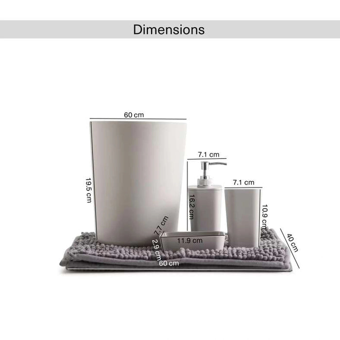 Maldon 5 Pieces Bathroom Accessory Set - Grey Pan Home