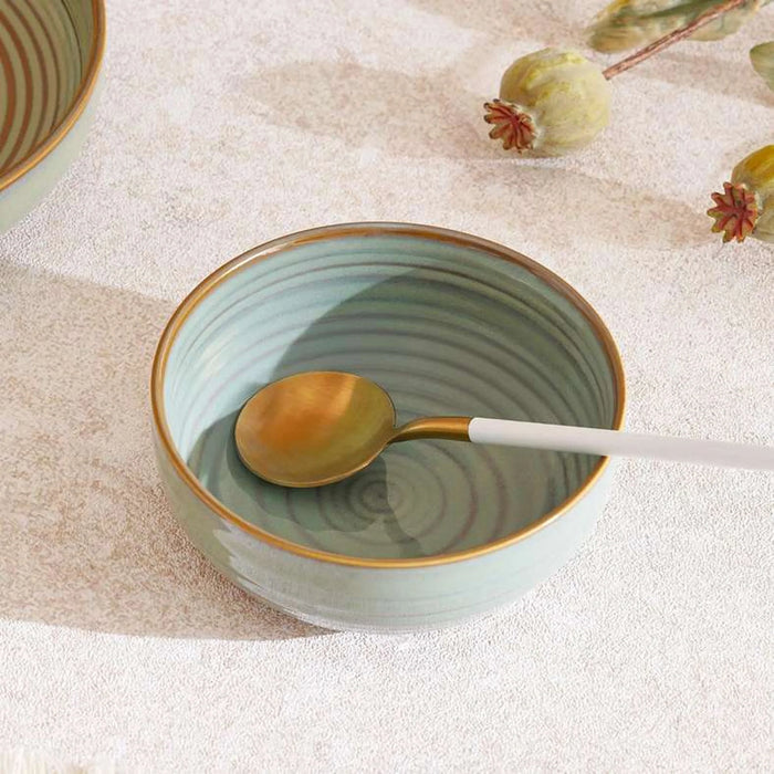 Mallorca Reactive Glaze Stoneware Salad Bowl Dia15Cm -Grey & Brown