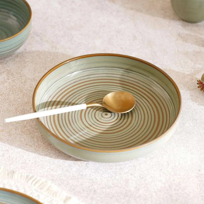 Mallorca Reactive Glaze Stoneware Soup Plate Dia22Cm -Grey & Brown