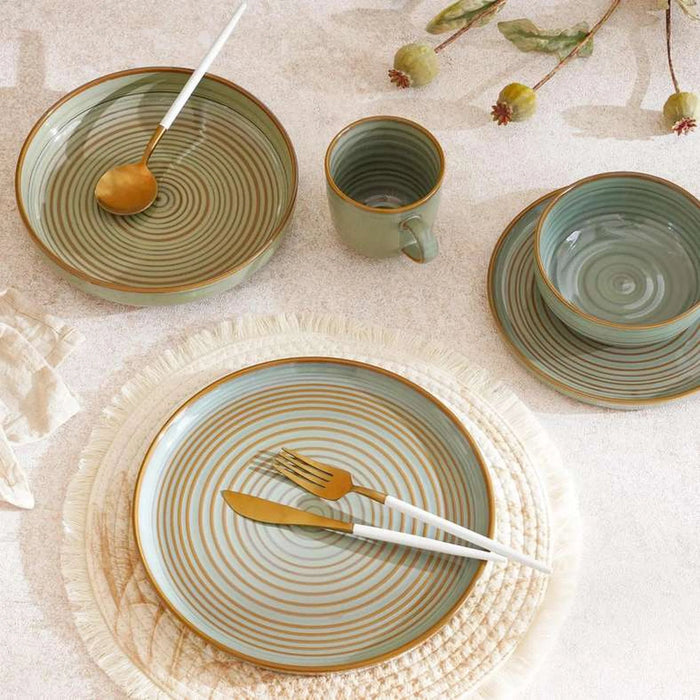 Mallorca Reactive Glaze Stoneware Soup Plate Dia22Cm -Grey & Brown