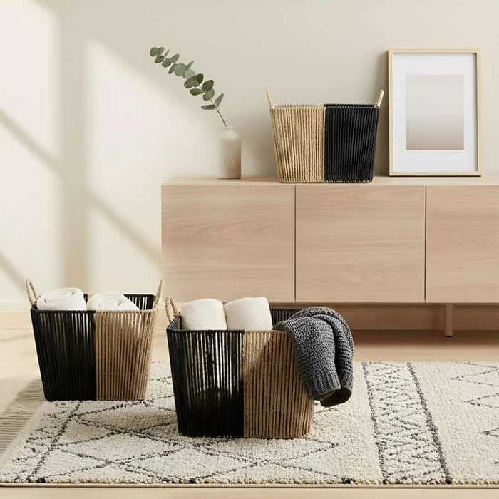 Malorie Paper Rope Storage Basket With Handle 25X25X19Cm - Brown/Black Pan Home