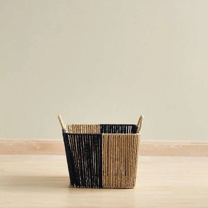 Malorie Paper Rope Storage Basket With Handle 25X25X19Cm - Brown/Black Pan Home