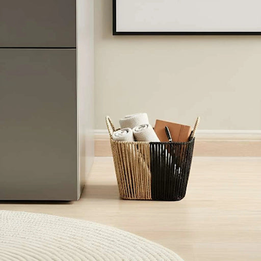 Malorie Paper Rope  Storage Basket With Handle 30X30X22Cm - Brown/Black Pan Home