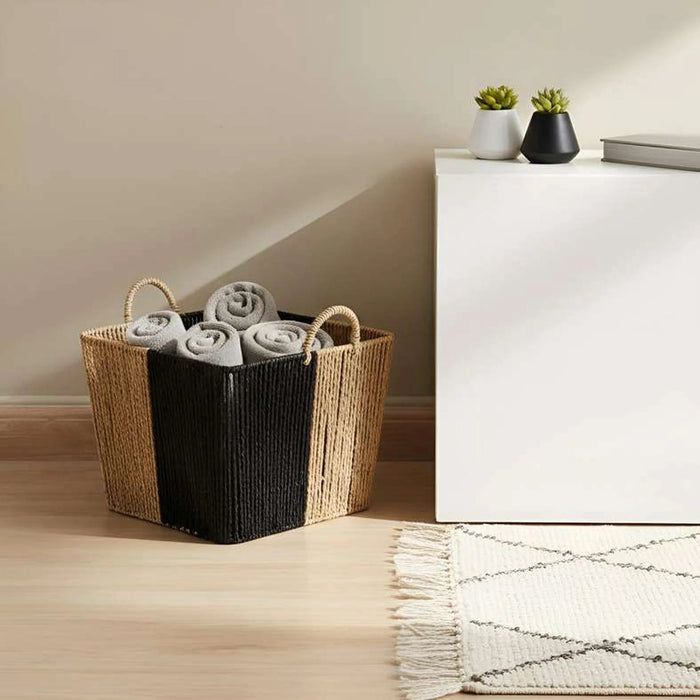Malorie Paper Rope Storage Basket With Handle 35X35X25Cm - Brown/Black Pan Home