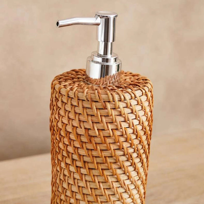 Manila Rattan Soap Dispenser 8X8X19Cm -Natural Pan Home