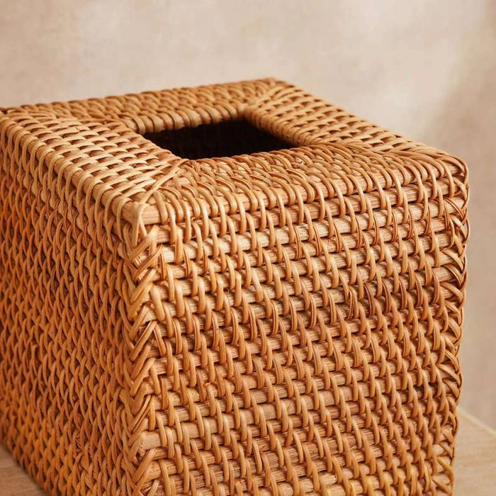 Manila Rattan Tissue Box Holder 14X14X14Cm-Natural Pan Home