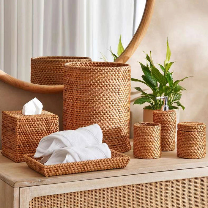 Manila Rattan Tissue Box Holder 14X14X14Cm-Natural Pan Home