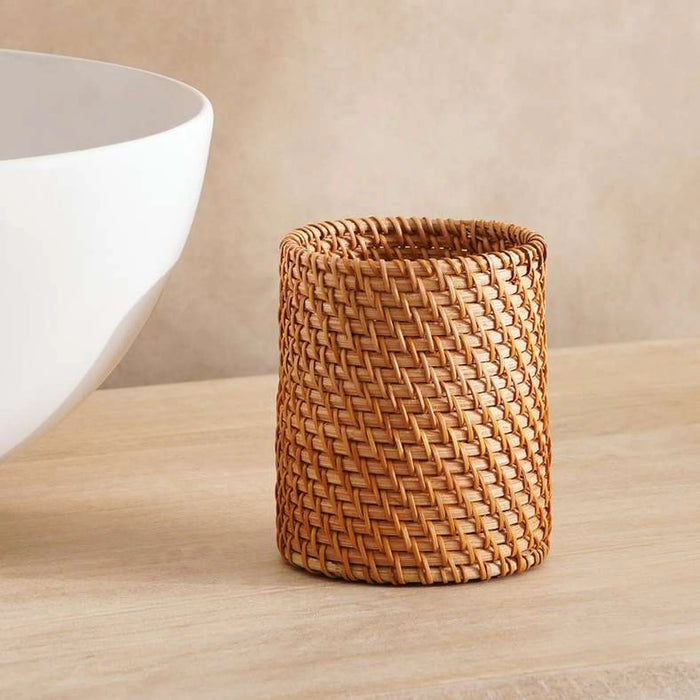 Manila Rattan Toothbrush Holder 9X9X11Cm- Natural
