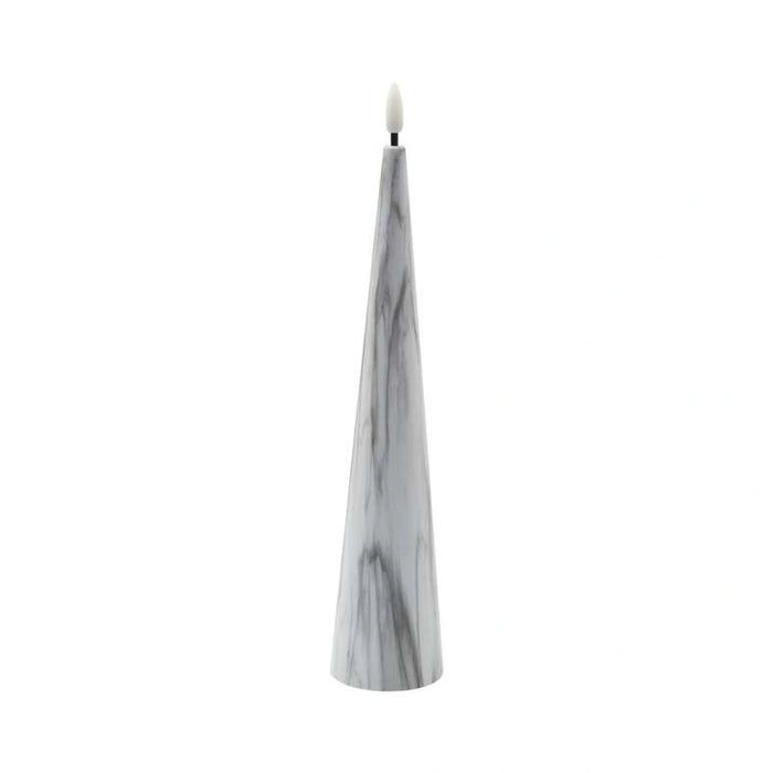 Marbella Led Marbled Conical Taper Candle Dia5.5X25Cm - White
