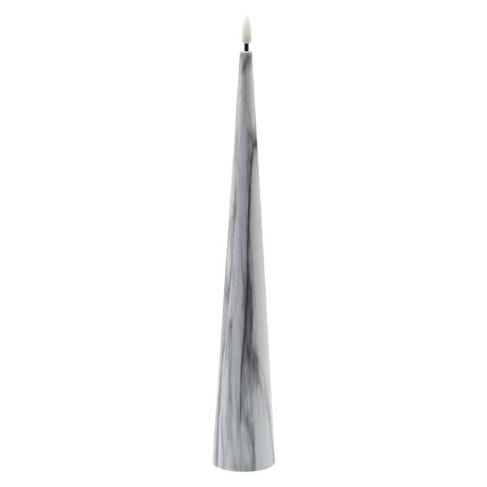 Marbella Led Marbled Conical Taper Candle Dia5.5X35Cm - White