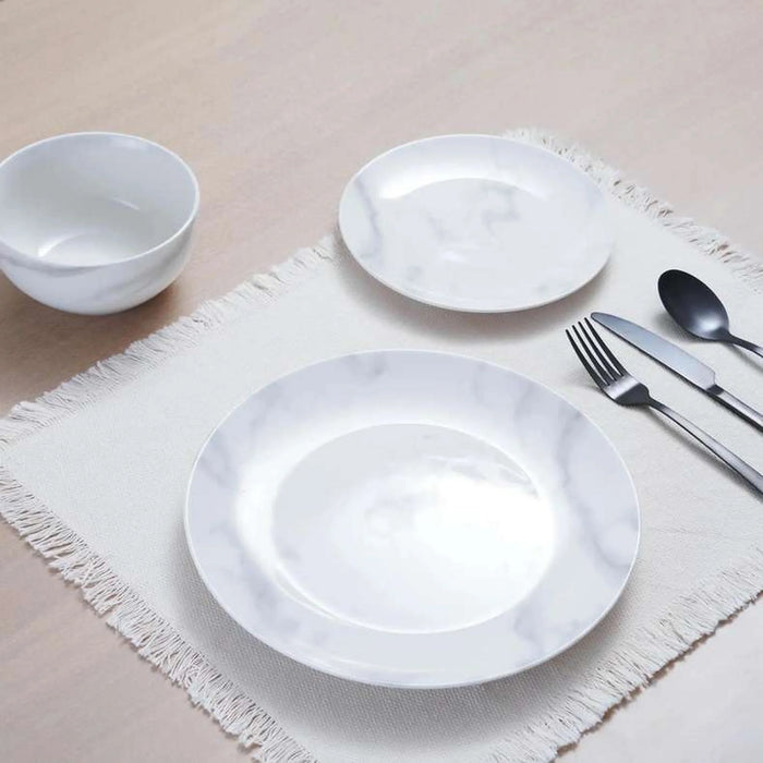 Marble 12-Piece Porcelain Dinner Set - White