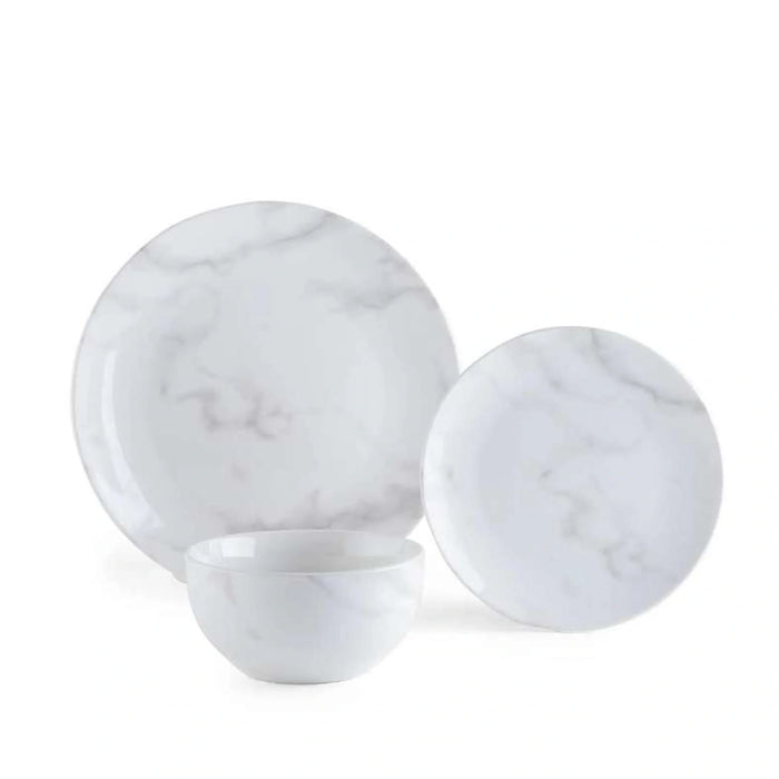 Marble 12-Piece Porcelain Dinner Set - White