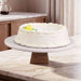 Marble Cake Stand With Bamboo Base - White Natural Pan Home