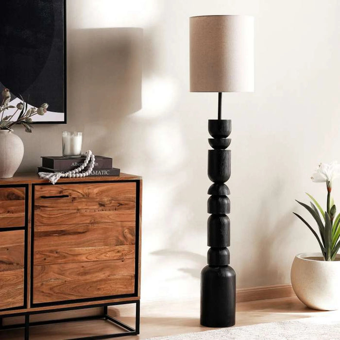 Marcey E27 Polyresin Floor Lamp Dia 33X155Cm - Black