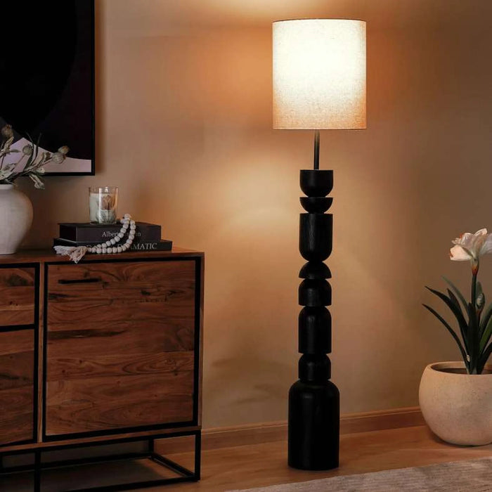 Marcey E27 Polyresin Floor Lamp Dia 33X155Cm - Black