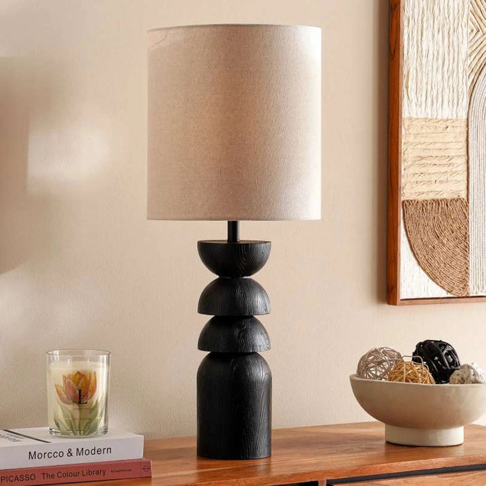 Marcey E27 Polyresin Table Lamp Dia 28X66Cm - Black