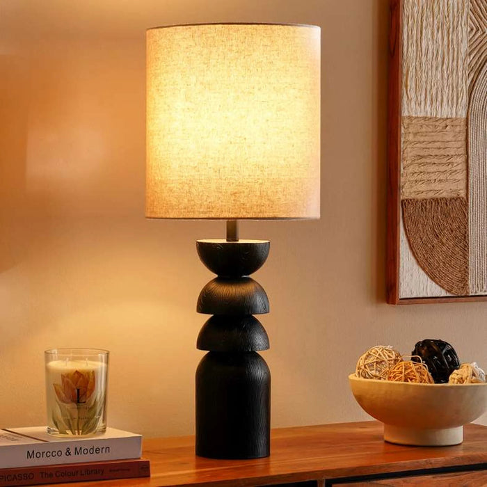 Marcey E27 Polyresin Table Lamp Dia 28X66Cm - Black