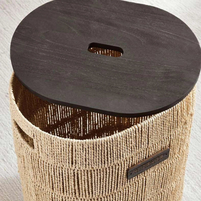 Margaret Laundry Hamper With Wooden Lid 36X25X48.5Cm - Natural Pan Home