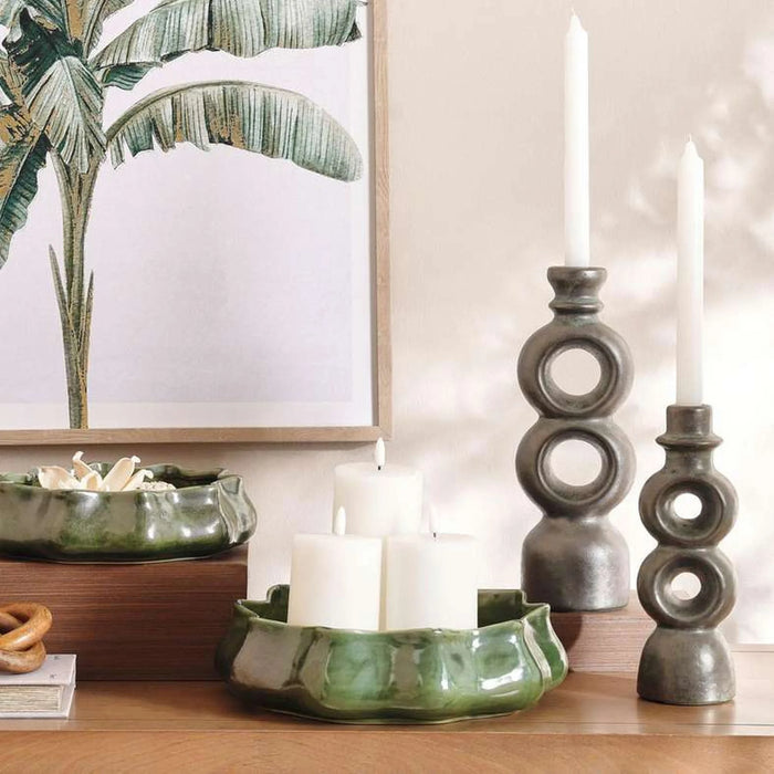 Margo Ceramic Candle Holder 10.7X9.5X30.5Cm - Green