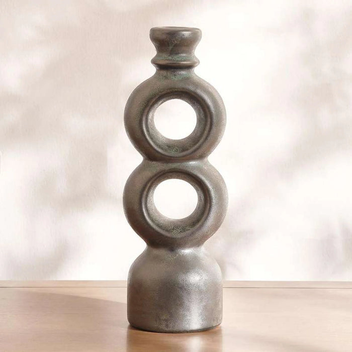 Margo Ceramic Candle Holder 10.7X9.5X30.5Cm - Green