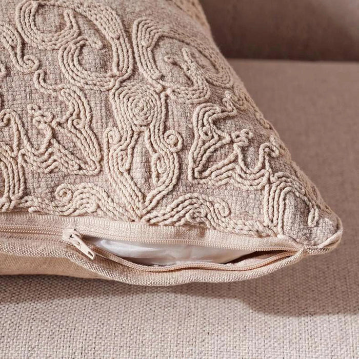 Mariah Embroidered Down Alternative Filled Cushion 50X50Cm - Beige Pan Home