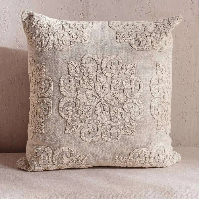 Mariah Embroidered Down Alternative Filled Cushion 50X50Cm - Natural Pan Home