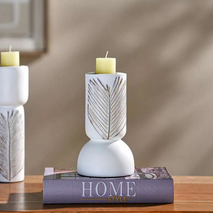 Marin Polyresin Candle Holder 11X11X19Cm -White