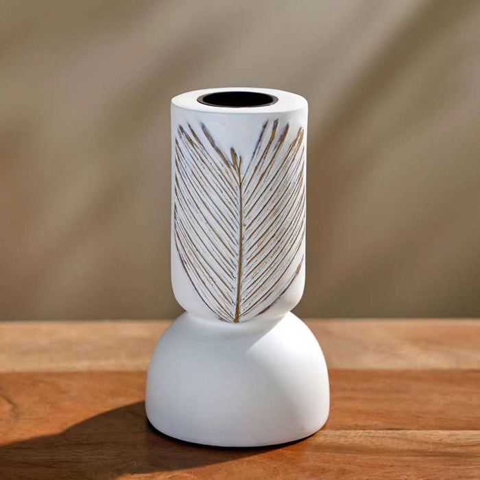 Marin Polyresin Candle Holder 11X11X19Cm -White