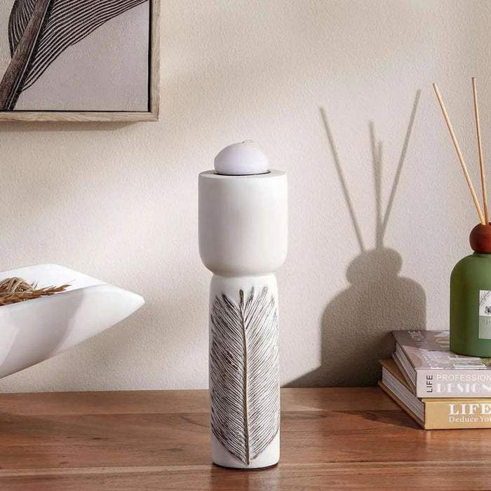 Marin Polyresin Candle Holder 7X7X24Cm - White